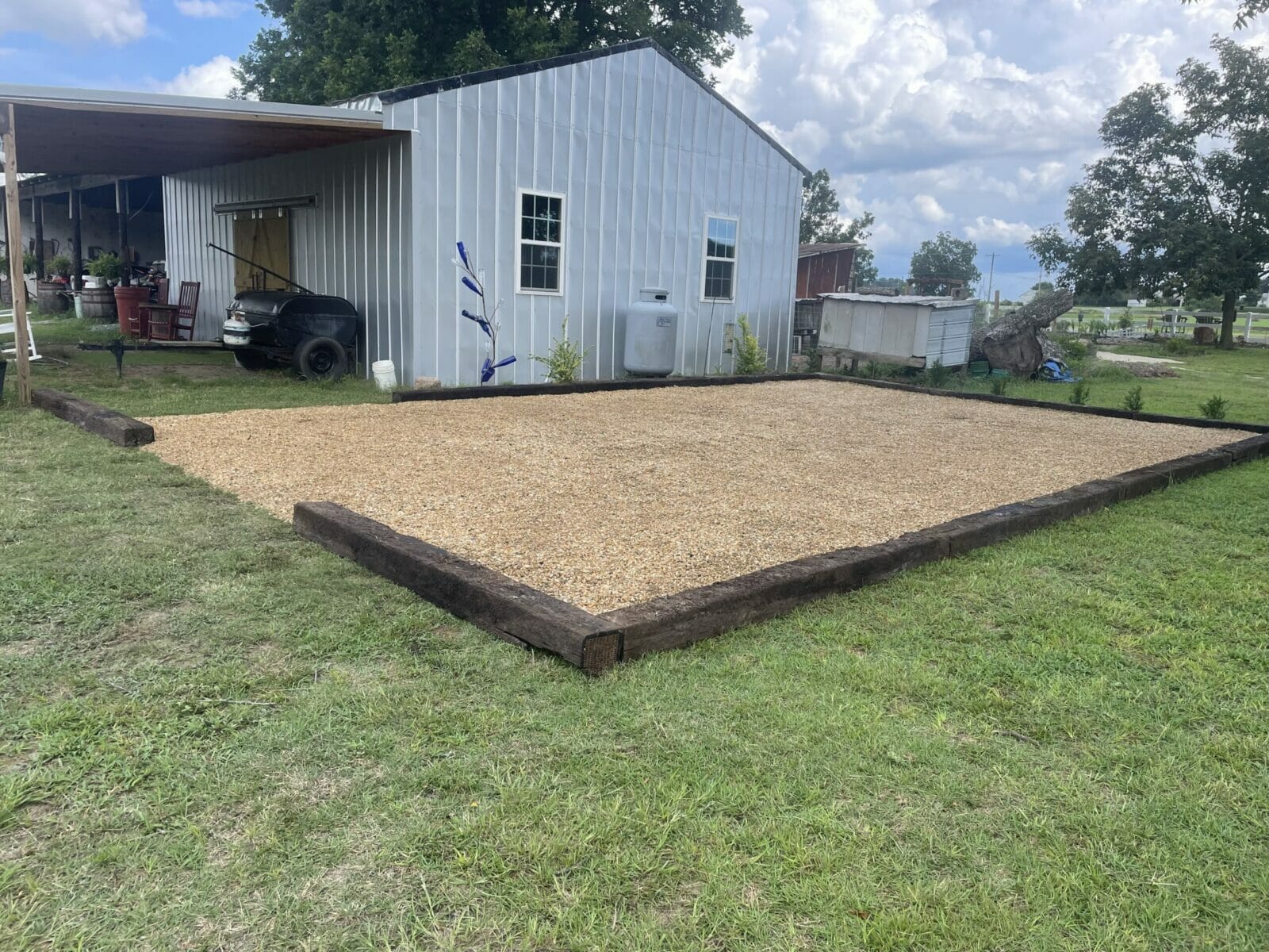 New graded section of land beside house